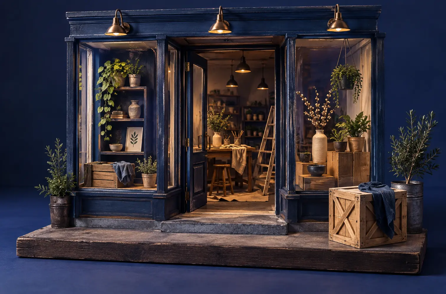 Illustration of local businesses and their working space